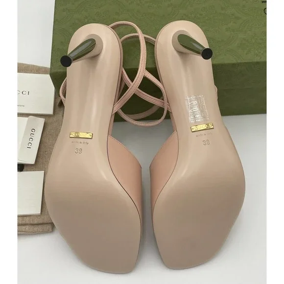NEW Gucci Blondie GG Leather Ankle Strap Sandals Heels Box 39 AUTHENTIC! - Picture 11 of 12